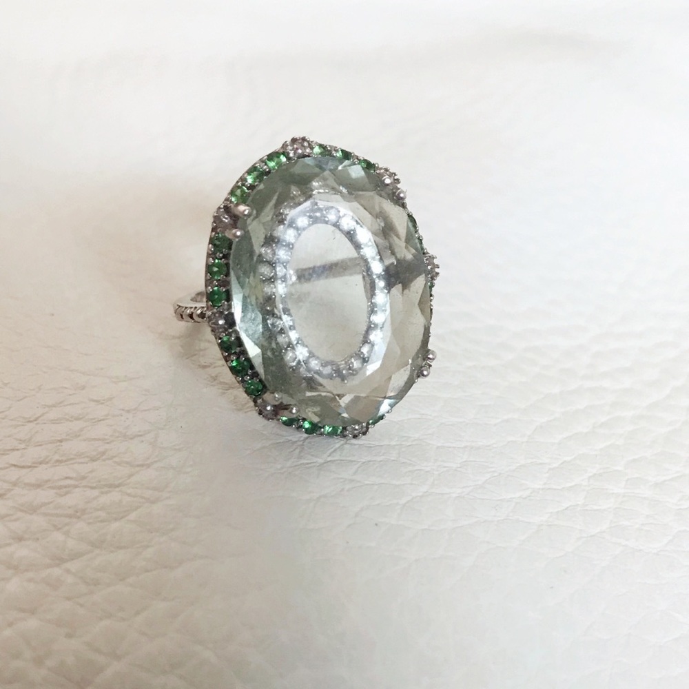 🚫SOLD🚫Silver Prasiolite Ring sz 7 with peridot